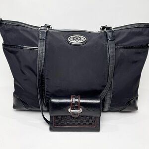Brighton Black Canvas Carryall Tote W/Bifold Wallet